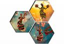 SAF Set of 3 Hexagon Modern Art Dancing MDF Board UV Textured Painting 17 Inch X 17 Inch SANFHXS30542...