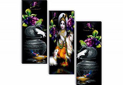 SAF Set of 3 Kanha 6MM MDF UV Textured Self Adesshive Painting 18 Inch X 15 Inch SANFJ174