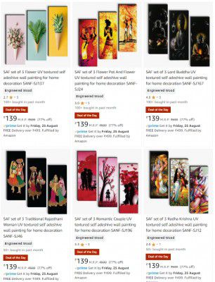 SAF Set of 3 wall paintings upto 95% Off | Starts at Rs.64