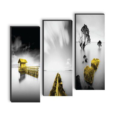 SAF set of 3 Water Bridge And Tree UV textured self adeshive wall painting for home decoration SANF-SJ139