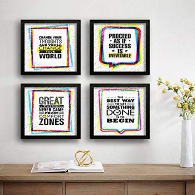 SAF Set of 4 Success achived Motivational UV Coated Home Decorative Gift Item