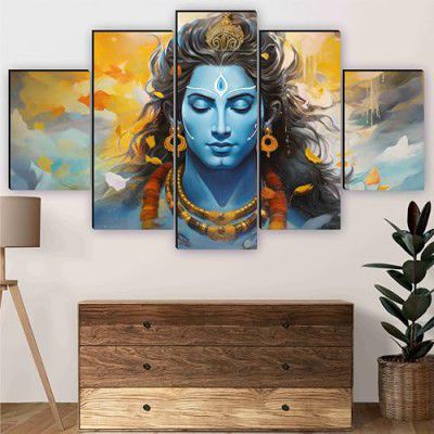 SAF Shiva Paintings for Wall Decoration - Set Of Five, 3d modern art Painting for Living Room Large Size with Frames for Home Decoration, Hotel, Office 76.2 cm x 45 cm SANFPNLS35477