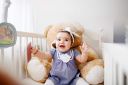 SAF Synthetic Figures Poster, Multicolor, Smiling Baby Doll with Teddy Bear, 30 cm x 45 cm x 0.2 cm,Figures...
