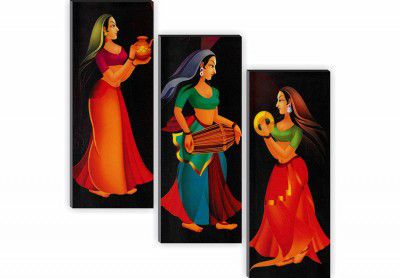 SAF Tribal 6MM MDF Framed Set of 3 Digital Reprint 15 inch x 18 inch Painting () SAFJ34 SAFJ34