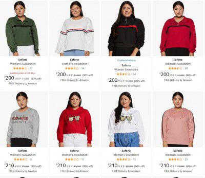 Safana Womens Sweatshirt upto 90% off | Starts ₹200