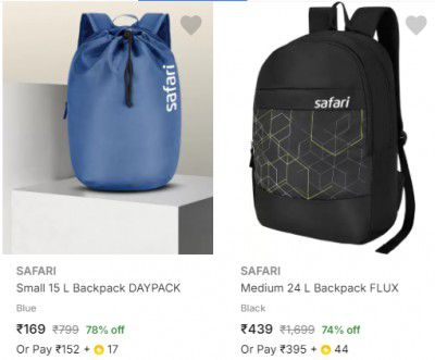 Safari Bags & Backpacks Starting @ ₹169