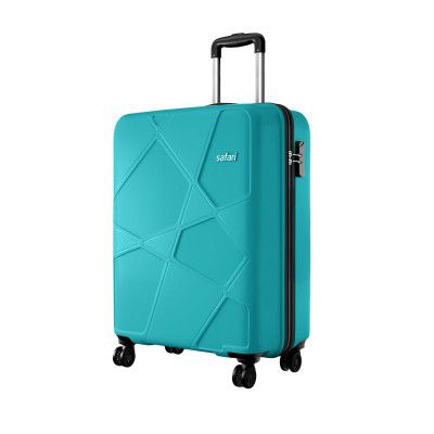 Safari Cabin Pentagon Pro 8 Wheels 55Cm Trolley Bag Hard Case Polypropylene, Trolley Bags for Travel, Cyan