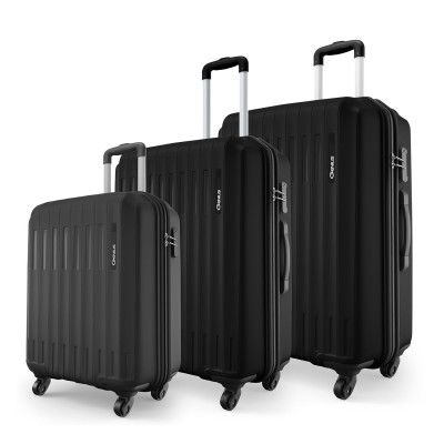 Safari Genius Alley Set of 3 (Cabin + Medium + Large) Trolley Bags, Black