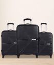 SAFARI Hard Body Set of 3 Luggage 4 Wheels - ECLIPSE SET 4W - Black...
