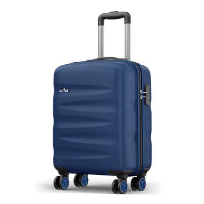 Safari Jupiter 55cm Small Cabin Trolley Luggage - 8 Wheels, Hard Case Polycarbonate, Graphite Blue