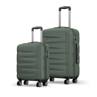 Safari Jupiter 8 Wheels Set of 2 (55cm+65cm), Cabin & Checkin Trolley Bags Hard case Polycarbonate 360 Degree Wheeling Luggage, Travel Bags, Suitcase for Travel, Trolley Bags for Travel, Thyme Green