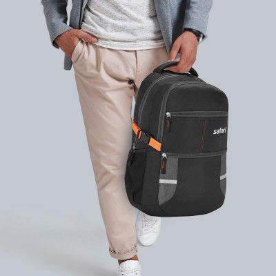 Safari Omega Spacious/Large Laptop backpack with Raincover, Black | 30 Litre