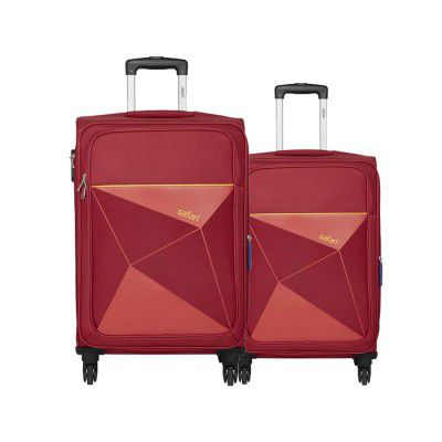 Safari Polyester Soft Suitcase Set-Pack of 2 (PRISMAML4WRED_Red)