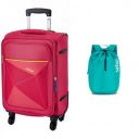 Safari Prisma Trolley Bags 55cms, Softside Polyester Travel Suitcases with Trolley, 4 Wheel Red Small Cabin Luggage...