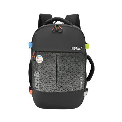 Safari Seek 32 Ltrs Overnighter Travel Laptop Backpack (Black), Water Resistant Spacious Bag for Travelling and Camping, All-Purpose Bag for Business & Leisure