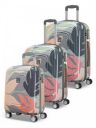Safari Set of 3 Aurum Cabin, Medium & Large Hard Trolley Suitcases with USB Charging Port...