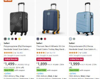 [Extra Dis. Via Coupon] Suitcases & Trolley Bags Upto 80% off starting From Rs.1299