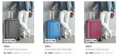 Safari Unisex Textured Soft 4 Wheels 360-Degree Rotation Hard Cabin Trolley Bag