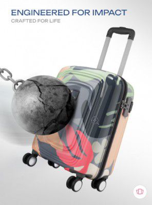 Safari Aurum Printed USB Charging Port Hard Cabin Suitcase- 74L