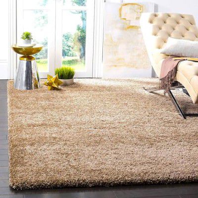 SAFAVIE Export Quality Microfiber Carpets Rugs Shaggy for Living Room | Drawing Room | Bedroom | Home Decoration | Thickness 5 CM (3X5 FEET, Beige)