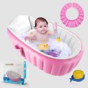 Safe-O-Kid Baby Bath Tub with Multipurpose Baby Shower Hat/Cap, European Safety Standard Inflatable Bathtub with Air Pump + Elegant Colorful Box for Extra Safety- Pink...