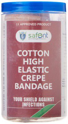 safent SAFE0059-SET-6 Cotton High Elastic Bandage - 4 Inch - (10Cm*4.5M) (Set of 6) (Beige)