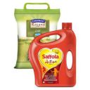 Saffola Active Oil 5 L (Jar) + Daawat Rozana Gold Basmati Rice 5 kg Combo Pack...