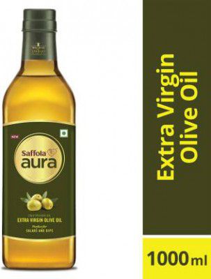 Saffola Aura Extra Virgin Olive Oil Plastic Bottle (1 L)