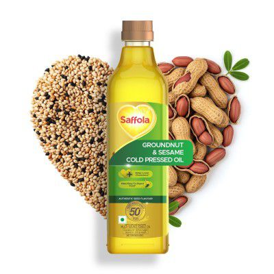 Saffola Cold Pressed Oil, Goodness of 2- Groundnut & Sesame| 1L Pet Bottle