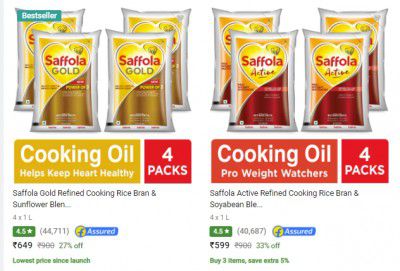 Saffola Edible Oils - Pack of 4 - Up to 33% off