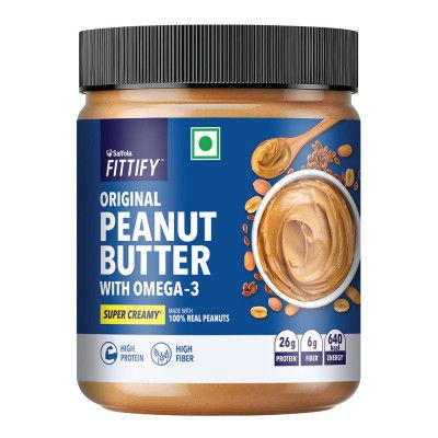Saffola FITTIFY Original Peanut Butter With Omega-3 | Super Creamy | High Protein | High Fiber | Vegan | 200g