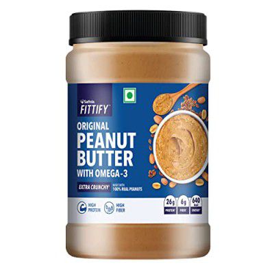 Saffola FITTIFY Original Peanut Butter With Omega-3 | Extra Crunchy | High Protein | High Fiber | Vegan | No Trans Fat | 925g
