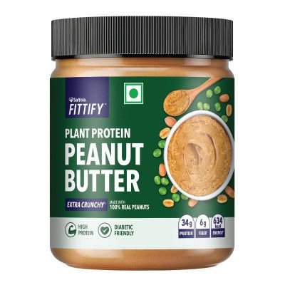 Saffola FITTIFY Plant Protein Peanut Butter | Extra Crunchy | High Protein | No Added Sugar | Diabetic Friendly | Keto Diet | 200g