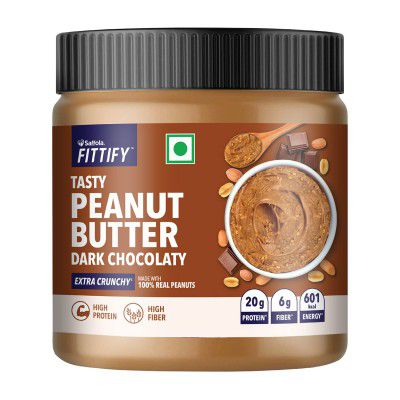 Saffola FITTIFY Tasty Peanut Butter | Dark Chocolaty | Extra Crunchy | 340g
