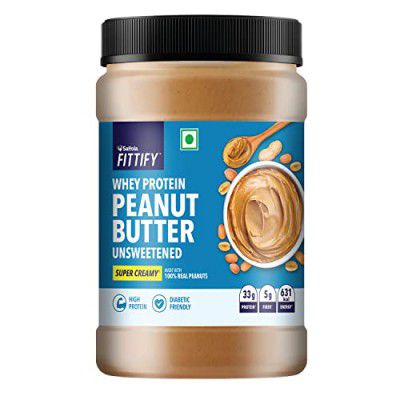 Saffola FITTIFY Whey Protein Peanut Butter | Unsweetened | Super Creamy | High Protein | No Added Sugar | Diabetic Friendly | Keto Diet | 925g