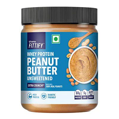 Saffola FITTIFY Whey Protein Peanut Butter | Unsweetened | Extra Crunchy | High Protein | No Added Sugar | Diabetic Friendly | Keto Diet | 200g