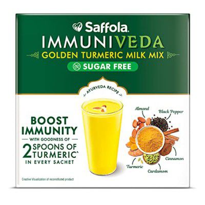 Saffola Immuniveda Golden Turmeric Milk Mix Sugar Free - 130g - Healthy Drink