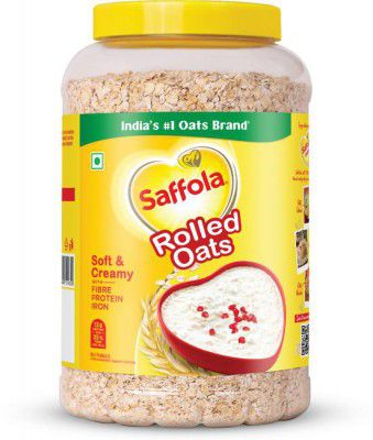 Saffola Rolled Oats, Soft & Creamy, Power of Protein, Iron & Fibre, Nutritious grain Jar  (1 kg)