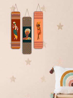 SAFGreen & Red 3 Pieces African Printed MDF Wall Hangings