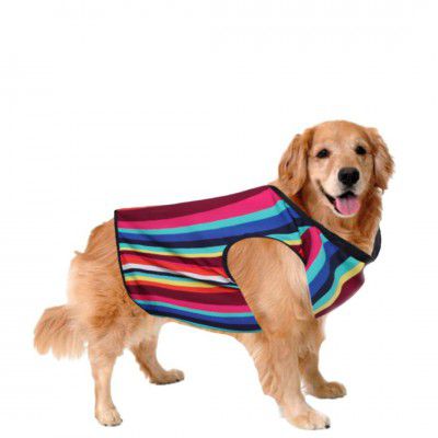 Sage Square Colorful Stripes Print T-Shirt - Trendsetting Dog Apparel (10 Inche)
