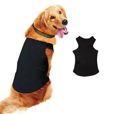 Sage Square Comfort Cotton Dog T-Shirt, Sleeveless Vest for Dog Clothes, Puppy Tank Top Fashion Apparel (Medium - 18inches, Black)