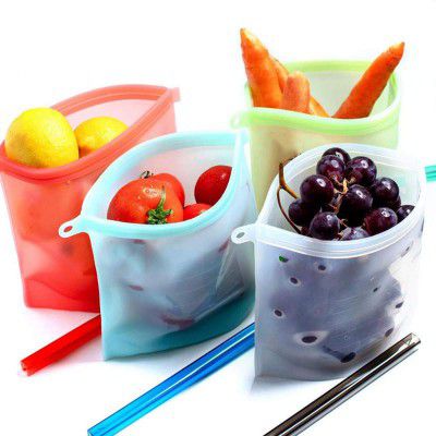 Sagrach Airtight Reusable Silicone Food Storage Bag , 1500ML, 4 Pieces Set