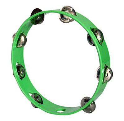 Sai Musicals Tambourine/Kanjira/Dafali Hand Percussion Musical Instrument Fibre Daffli - Green - Without head