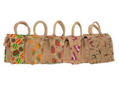 Sainik Jute Lunch Bag Lunch Bag with Zip (Pack of 5)