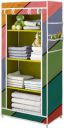 saintwod Single Door 4 Shelf Colorful Wood Print Carbon Steel Collapsible Wardrobe  (Finish Color - Yellow Finish, DIY(Do-It-Yourself))...