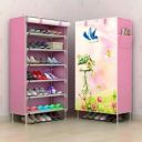 SAIWAY Printed Metal, Plastic Collapsible Shoe Stand  (Pink, 6 Shelves, DIY(Do-It-Yourself))...