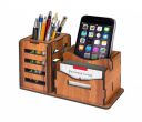 SakariyaSales 3 in 1 Pen Stand with Visiting Card & Mobile Holder Multipurpose Wooden Desk Organizer Pen and Pencil Stand for Office Table with Business Card Holder Box and Mobile Stand...