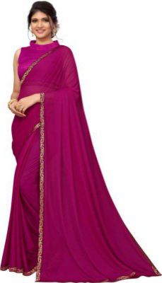 Samah  Printed Banarasi Lycra Blend Saree  (Purple, Gold)