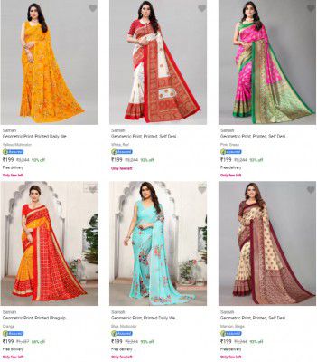 Samah Womens Sarees Starts ₹199 | Upto 93% Off