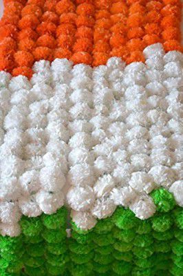 SAMJHI Premium Handmade Marigold Flower Garland for Decoration (Tricolor, Pack of 1)